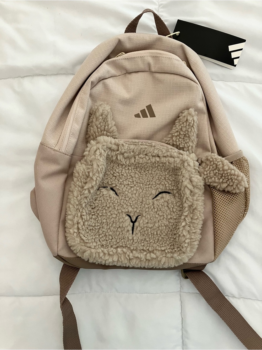 adidas Beige Plush Bunny Kids Backpack